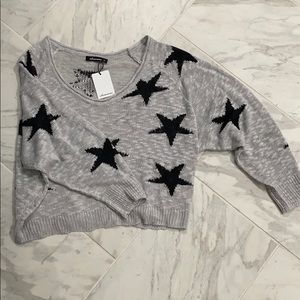 Off the Shoulder Star Knit Sweater